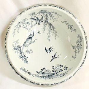 THOMAS ELSMORE & SON England Parisian Granite Aesthetic Blue Bowl Large 14"W 5"H